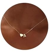 Turandoss Gold/Silver Heart Initial Necklace for Women Teen Girls - 18K Gold Plated Letter A-Z Pe...