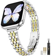 MioHHR Slim Band Compatible with Apple Watch Band 38mm 40mm 41mm,Thin Stainless Steel Metal Chain...
