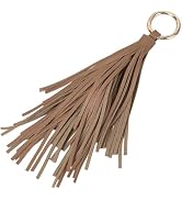 CALFOVERA PU Leather Tassel Keychain Circle Key Rings Charms Car Keychain Holder Leather Tassel P...