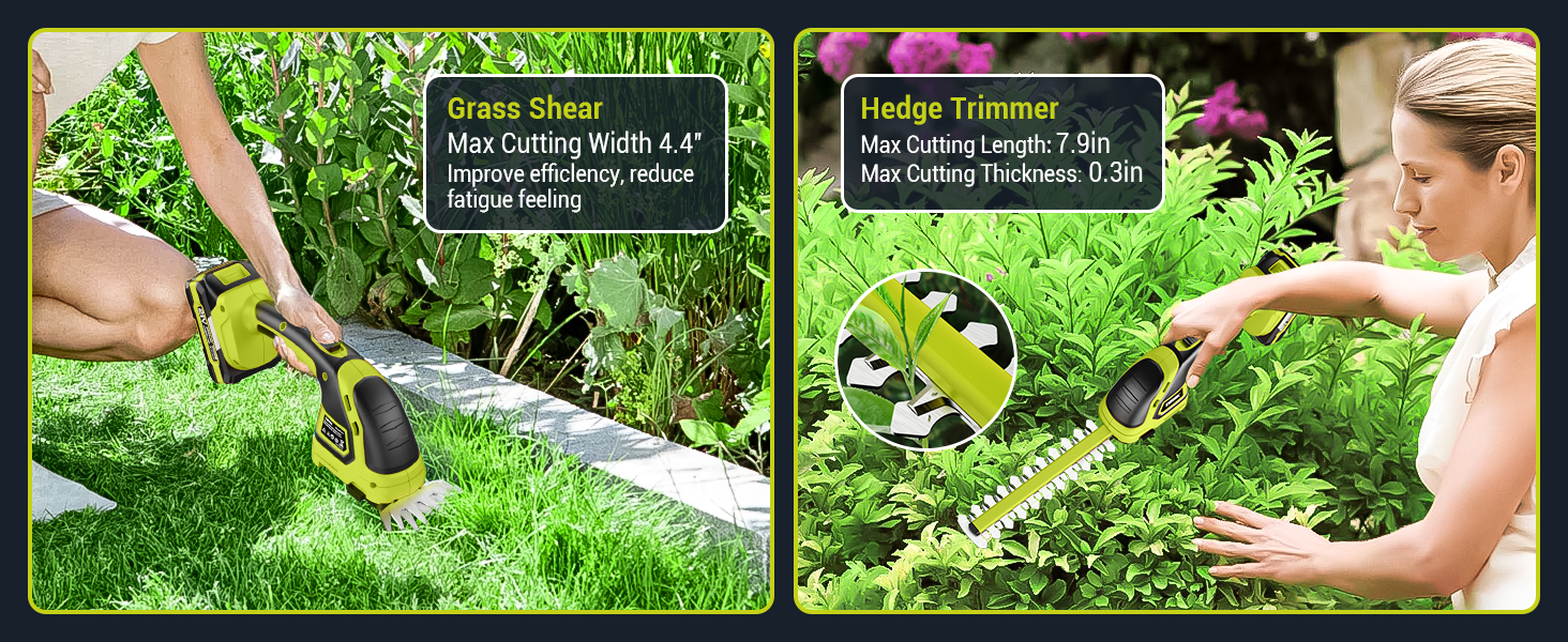 EWORK 2-IN-1 CORDLESS HEDGE TRIMMER & GRASS SHEAR