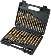 StratMet 30pcs HSS Drill Bit Set, Titanium Coating High Speed Steel Drill Bit Set (1/16"-1/2") fo...