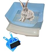 PINVNBY Large Rabbit Litter Box Bigger Pet Litter Pan Trainer with Drawer Corner Toilet Box for A...