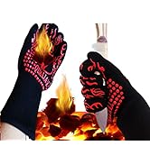 BBQ gloves, 1472°F, EN407 Certified. Extreme Heat Resistant, Long Sleeve, Anti-slip, Sweat Absorp...