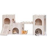 Large Hamster Hideout, Wooden Hamster Houses and Hideouts, Double-Decker Hamster Hut Castle, Dwar...