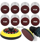 Pomsare 5 Inch Upgraded Hook and Loop Backing Pad with 80PCS Sanding Discs, Angle Grinder Attachm...
