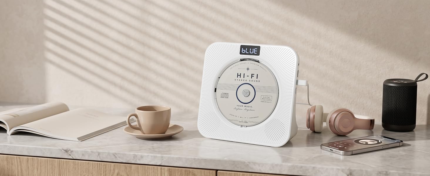 MEGATEK CP28BR Portable Desktop CD Player with Bluetooth Receiver and Transmitter