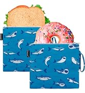 Reusable Sandwich Bag/Snack Bag for Kids & Adults, Dual Layer Lunch Bag with Handle, Washable, Fo...