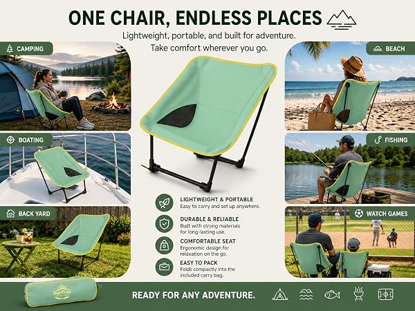 camp chair portable compact travel folding outdoor lightweight hiking festival sports backpacking