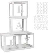Voircoloria Baby Boxes with 42pcs Letters for Baby Shower Transparent Balloon Boxes Clear Balloon...