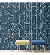 LXCREAT Peel and Stick Wallpaper Modern Blue Geometric Wallpaper 17.71 in X 118 in Self-Adhesive ...