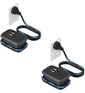 2 Pack USB C Travel Power Strip, 3 ft Wrapped Around Extension Cord with 2 Outlets 3 USB(1 USB C)...