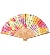 Salutto Hand Fan Bamboo Printed Pattern Folding Fan For Party Wedding Gift Small Flower Graffiti