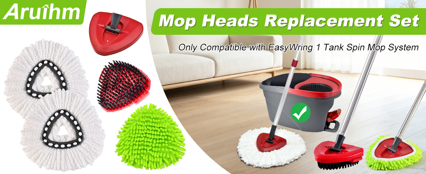 Spin Mop Replace Heads Compatible with O-Cedar EasyWring 1 Tank Spin Mop System