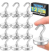 TRYMAG Strong Magnetic Hooks, 150Lbs Heavy Duty Neodymium Magnets with Hooks for Hanging, 12 Pack...