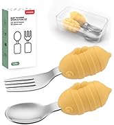 YIVEKO Baby Fork and Spoon Set with Carry Case Baby Training Utensils Self Feeding Toddler Silver...