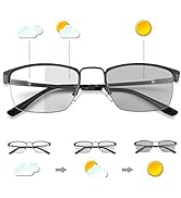 MIRYEA Photochromic Transition Progressive Multifocus Reading Glasses Spring Hinges UV400 Sunglas...