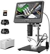 LM249ES 3 Lens 10.1" HDMI Digital Microscope 2000X with 360° View Camera Handheld, Electronic Mic...