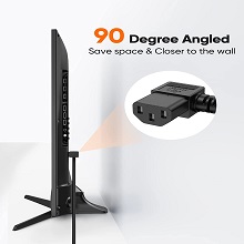 3FT Flat Low Profile Angled NEMA 5-15 Plug to IEC C13 Power Cord