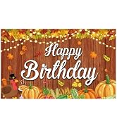 ANFEST Thanksgiving Birthday Decorations Banner Fall Themed, 5.91x3.61ft Autumn Birthday Backgrou...