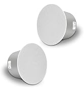 Sound Town Pair of 8" Coaxial in-Ceiling Speakers with Metal Backcan and Tile Rails, 70V/100V/8-O...