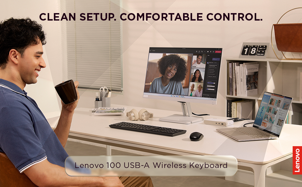 Lenovo 100 USB-A Wireless Keyboard - Clean Set up