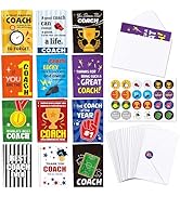 TICIAGA Coach Greeting Cards Set - 24 Sport Theme Thank You Cards with Envelopes & Stickers, Appr...