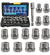 DOAHO 13+1 Piece Impact Bolt & Nut Remover Set, Cr-Mo Rounded Bolt Remover, Stripped Bolt Extract...