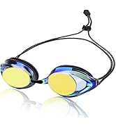 Otionus Swim Goggles for Adult Men Women Youth, Bungee Strap Swimming Goggles No Hair Pulling Mir...