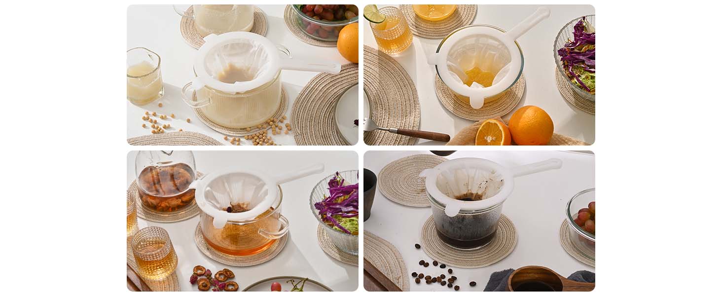 Comes with 4 pieces, catering to a wide range of filtering soy milk juices coffee herbal teas wine