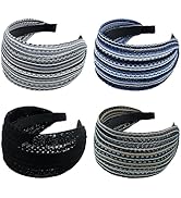 ACO-UINT 4 Pack Wide Headbands for Women, Large Head Bands With Teeth, Non-slip Thick Turban Hair...