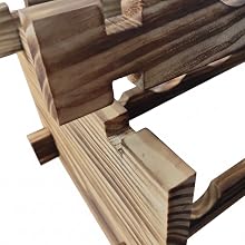 Interlocking wooden joints close-up of pine wine rack