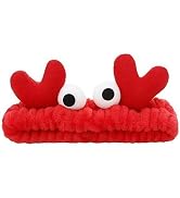 Tnyvm Red Crab Face Wash Headband Cute Soft Facial Makeup Hair Band Elastic Head Band Creative Ha...