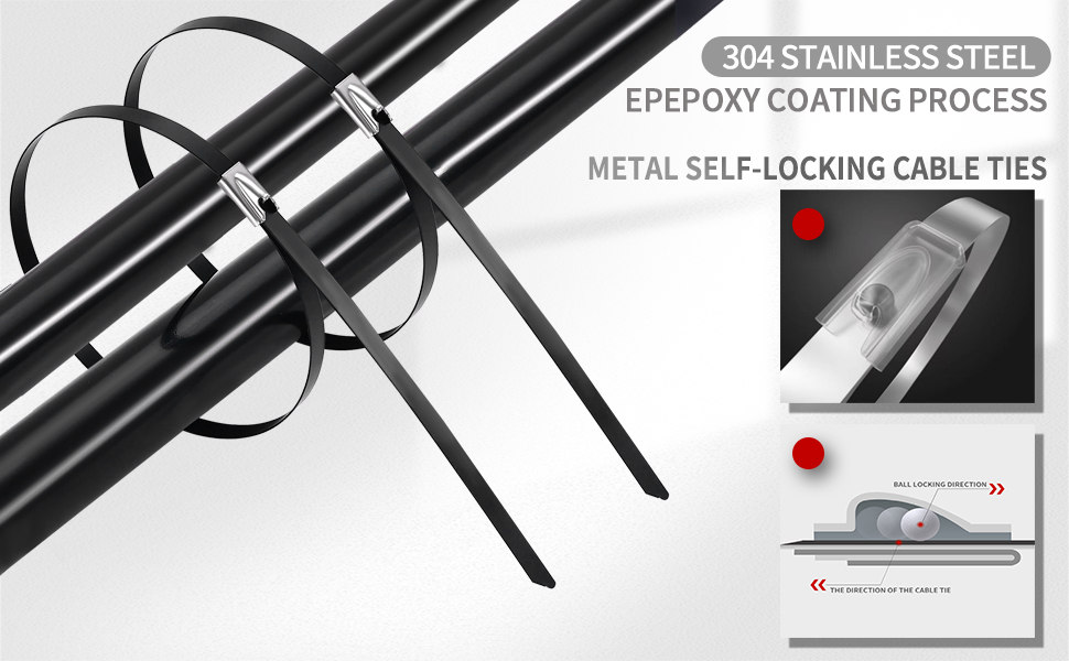 metal zip ties black