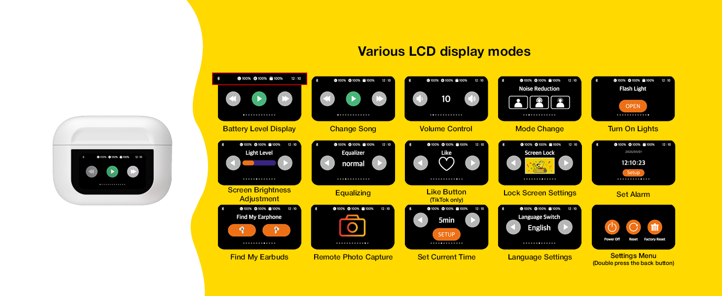 Haribo LCD Touch Screen Noise Cancelling Earbuds
