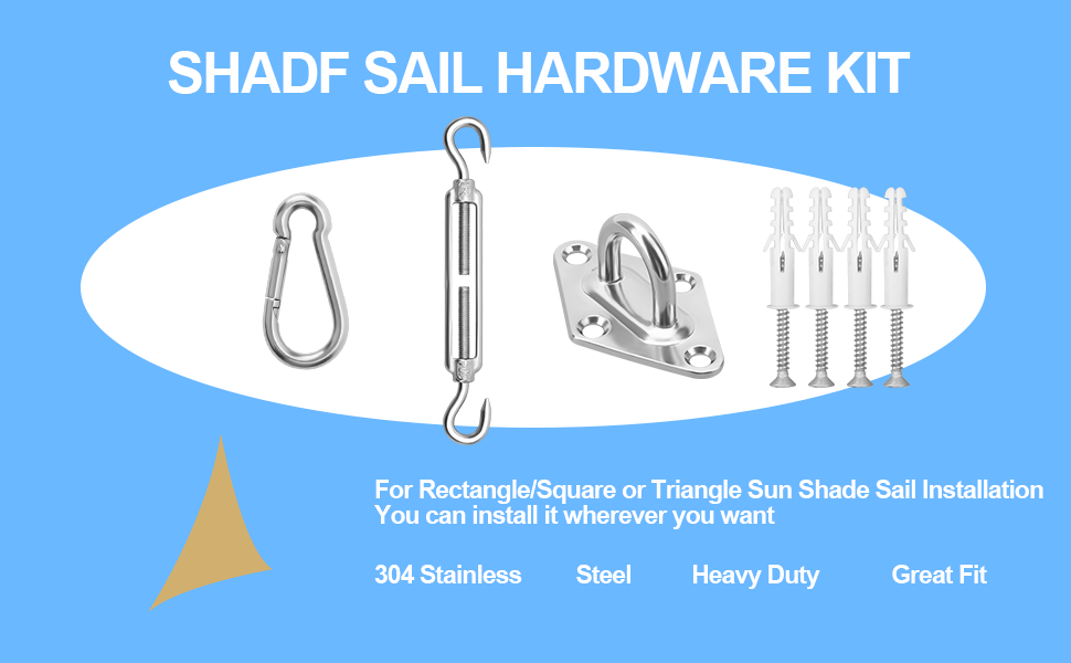 Sun Shade Sail Hardware Kit Antirust sail Shade Hardware kit Square Shade Installation 304 Stainless
