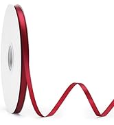 KINGLAKE Burgundy Satin Ribbon - 1/4 Inch x 100 Yards Thin Dark Red Ribbon for Gift Wrapping Bouq...