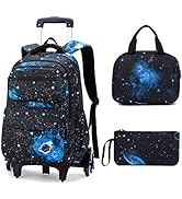 ZHANAO Rolling Backpacks for Boys Girls Trolley School Bags Starry-Sky Print Primary Middle Schoo...