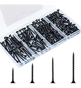 KURUI Drywall Screws Assortment Kit, #6 Black Wood Screws for Sheetrock,165pcs Picture Hanging Ki...
