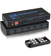 4K@60Hz HDMI Matrix Switch 4X2 with ARC, avedio links 4 in 2 Out Matrix HDMI Video Switcher Split...