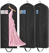 KEETDY 65" Long Garment Bags for Travel 4" Gusseted Dress Bag for Hanging Clothes Cover 3 Packs C...