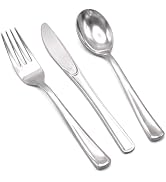 Glowserve 153 Pack Silver Plastic Silverware - Heavy Duty Silverware Set - 51 Forks, 51 Knives, 5...