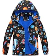 OlyPegic Boys Rain Jacket Kids Rain Jacket Lightweight Waterproof Hooded Fleece Lined Raincoats B...