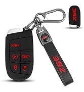 Mild East for Dodge Key Fob Cover with 392 Emblem Keychain, 5 Buttons Silicone Car Key Cover Comp...