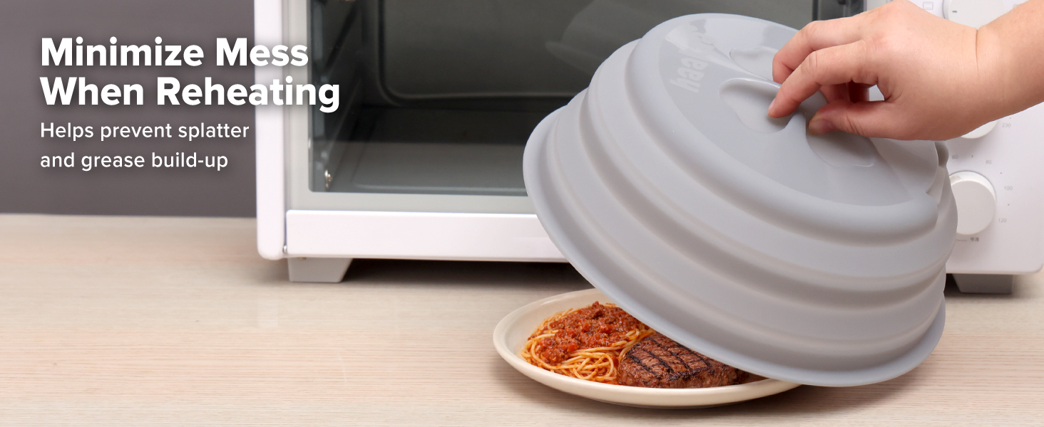 11.5 inch microwave splatter cover for food with collapsible silicone design