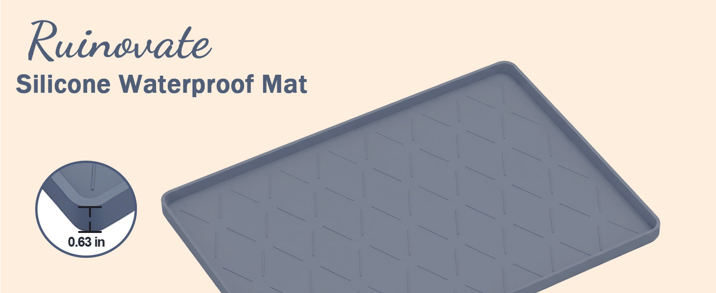 Silicone mat waterproof, under sink organizer bathroom, kitchen mats for floor, dog food mat