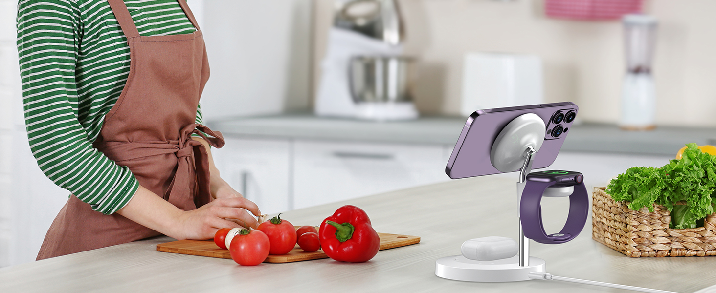 magsafe charger stand 3 in 1 charging station apple wireless multiple devices iphone watch airpods