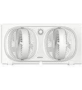 shinic 9" Twin Window Fan with 270° Rotatable Fans, 2-Speeds, Vertical Window Fan with Rigid & Ac...