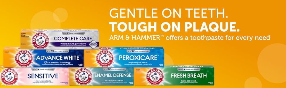 gentle on teeth tough on plaque arm and hammer offers a toothpaste for every need