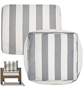 Honeycomb Outdoor Deep Seat Patio Cushion Cover, 24 x 23, Heritage Cabana Stripe Stone Grey Repla...