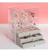 17Dec Acrylic Jewelry Box with 5 Clear Display Earring Holder Stand Drawer,3 Velvet Jewelry Organ...